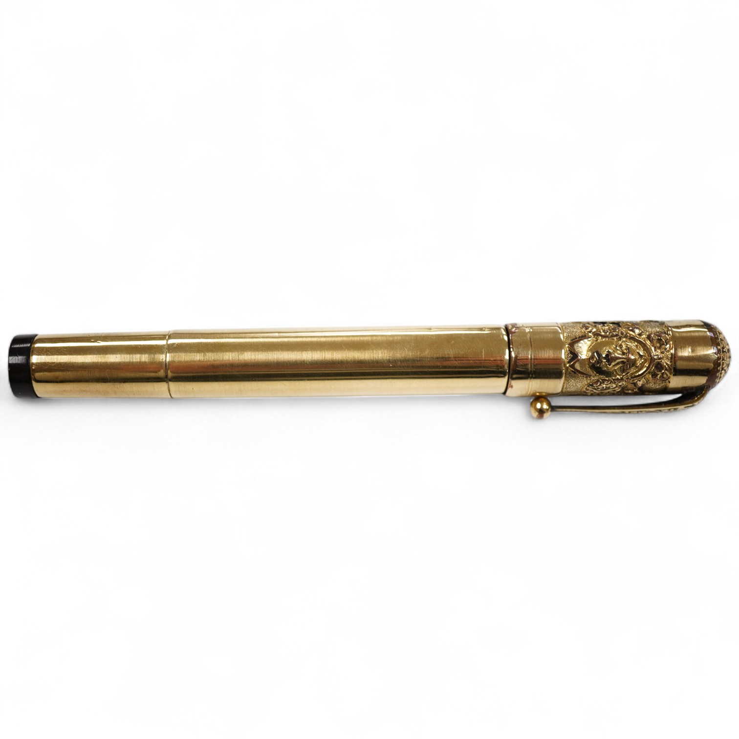 A Waterman No.42 'continental' safety with un unusual highly decorated cap top depicting female faces